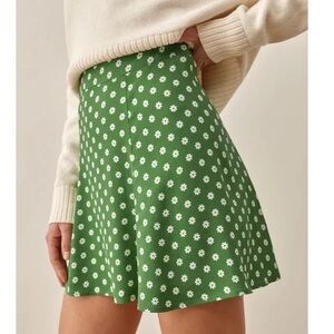 Reformation Green Daisy Mini Skirt